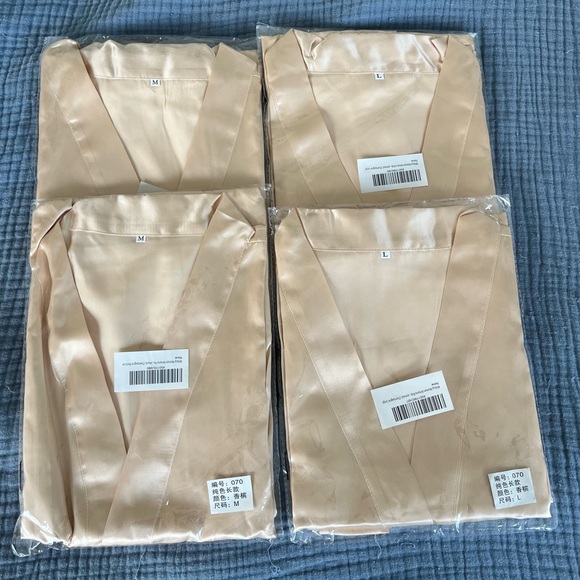 4 Champagne Satin Robes- NWT - Picture 3 of 7